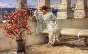 Sir Lawrence Alma-Tadema,OM.RA,RWS Her Eyes are with Her Thoughts and They are Far away Spain oil painting artist